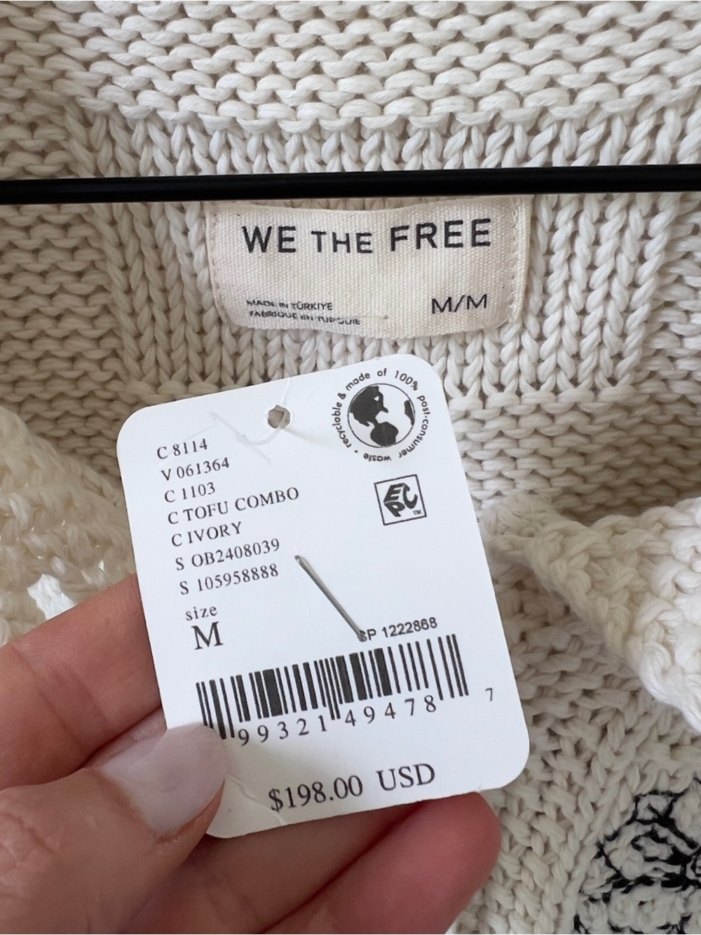 Free People We The Free On The Edge Floral Cardi - Tofu Combo Ivory - M - NWT - Picture 5 of 5